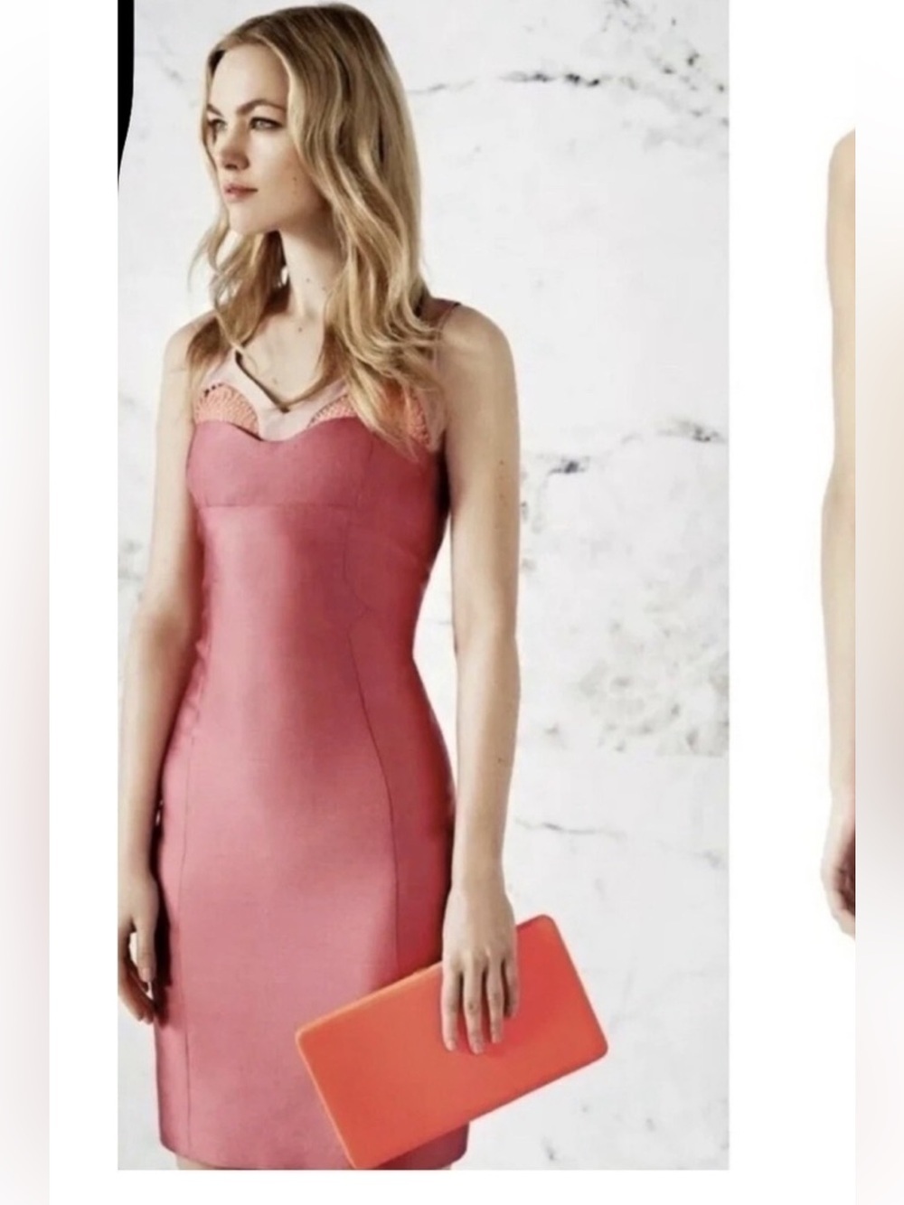 REISS MARION LACE INSERT SILK DRESS